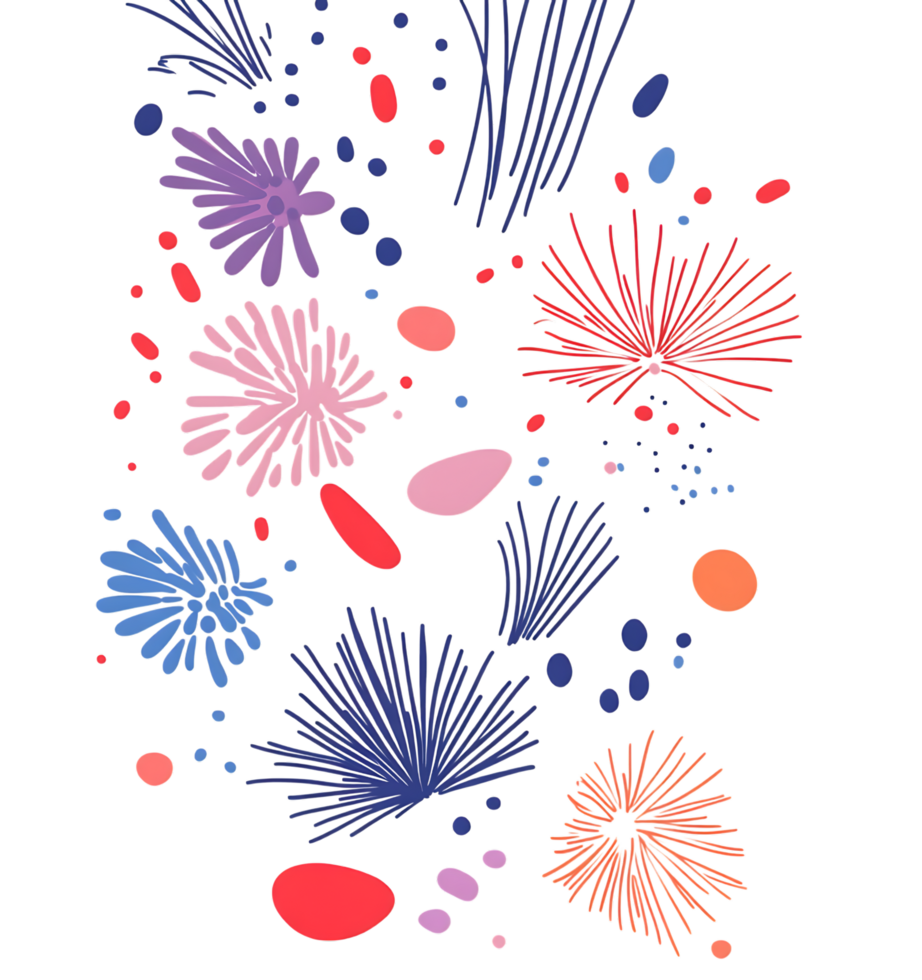 Stylized coral and marine life in vibrant colors. png