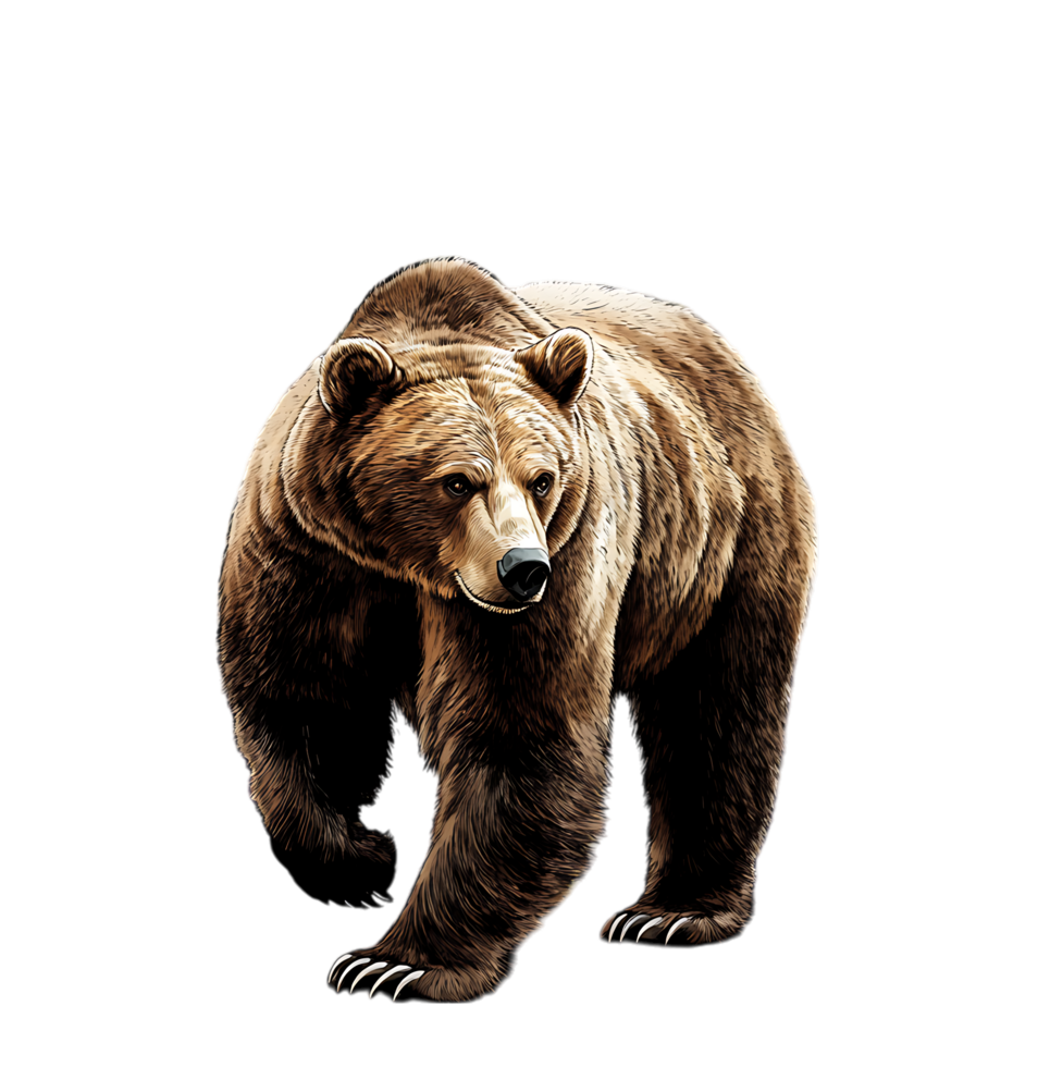 Powerful brown bear in its natural habitat. png