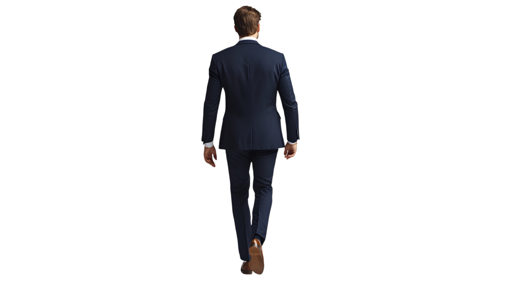 A man in a suit walking away from the camera png