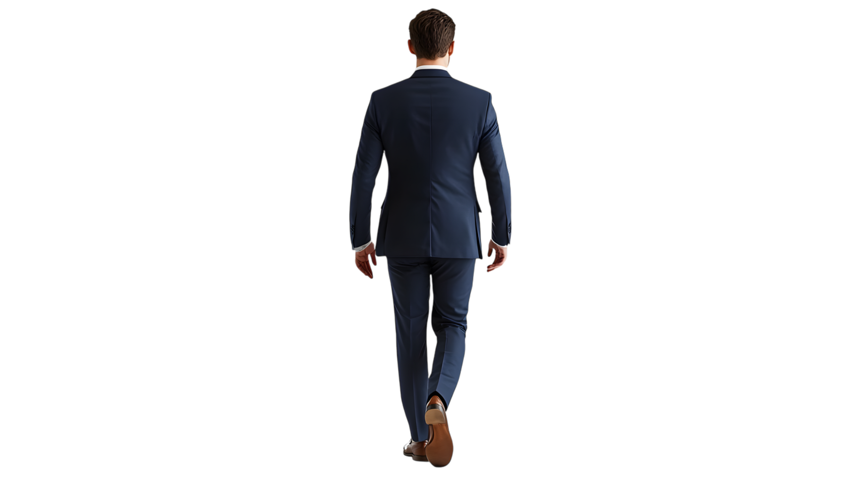 A man in a suit walking away from the camera png