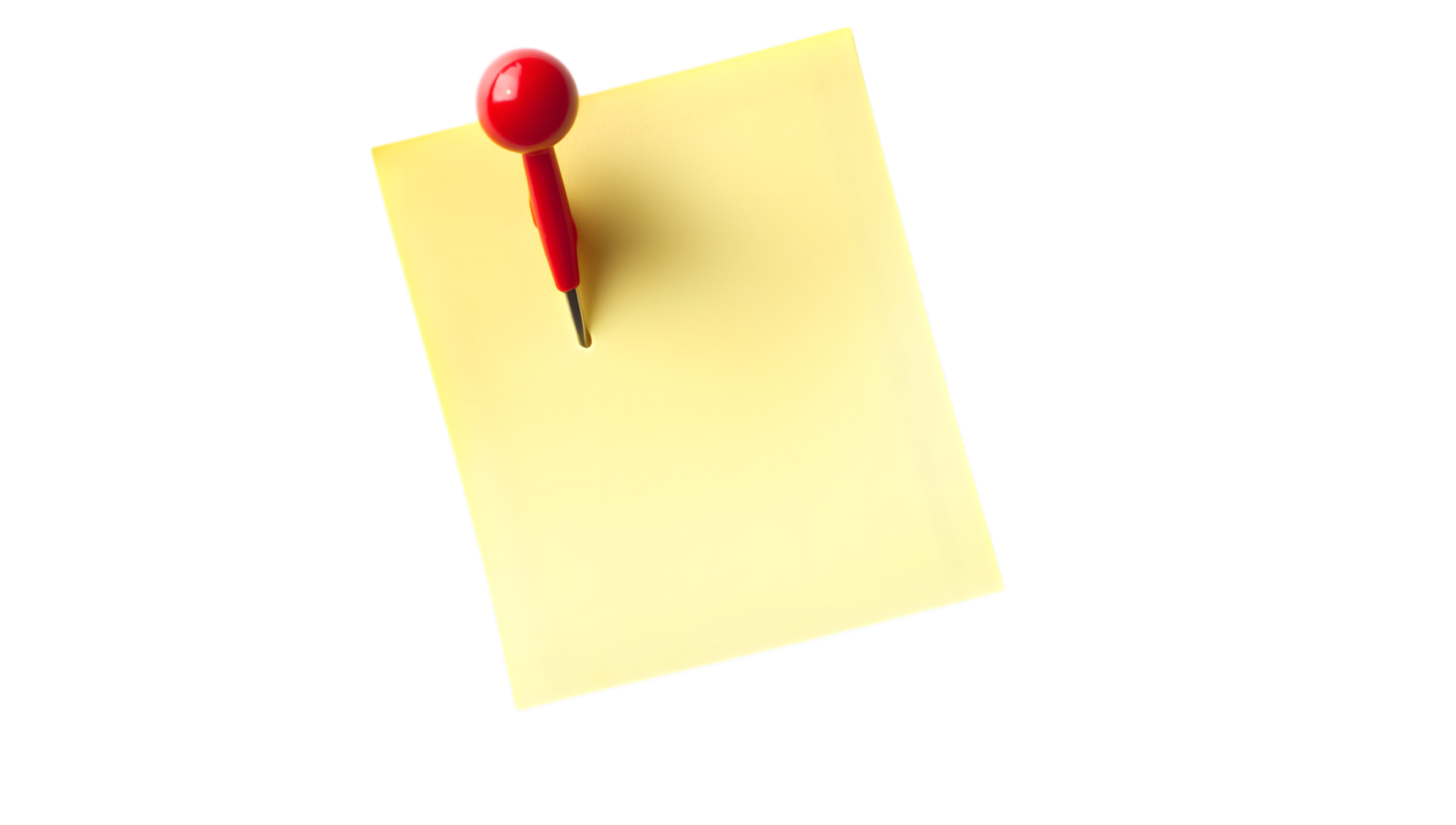 A yellow sticky note with a red push pin png
