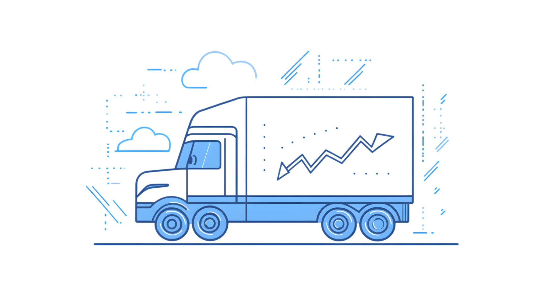 A truck with a line drawing of a cloud png