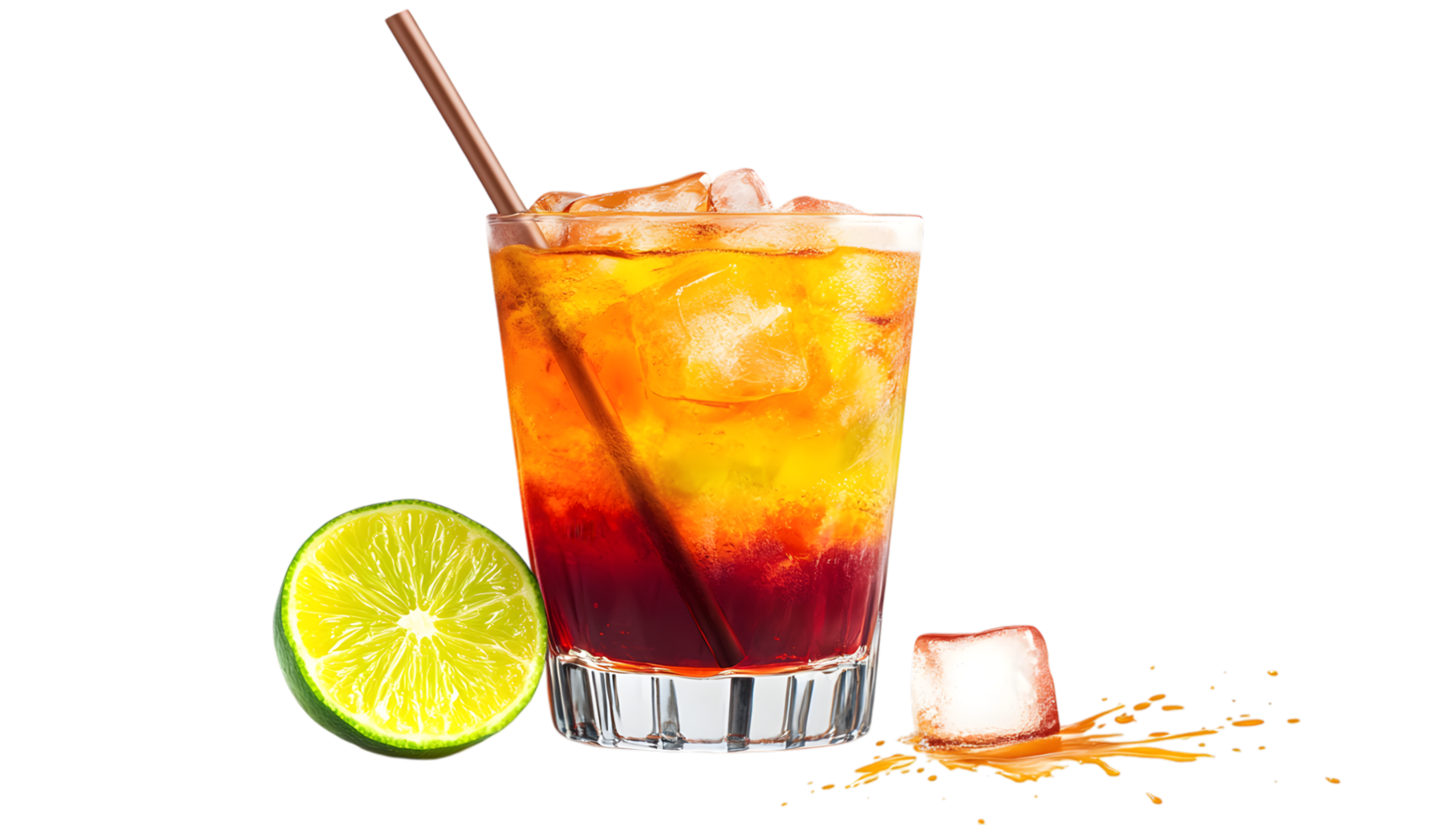 A glass of orange drink with lime slice png
