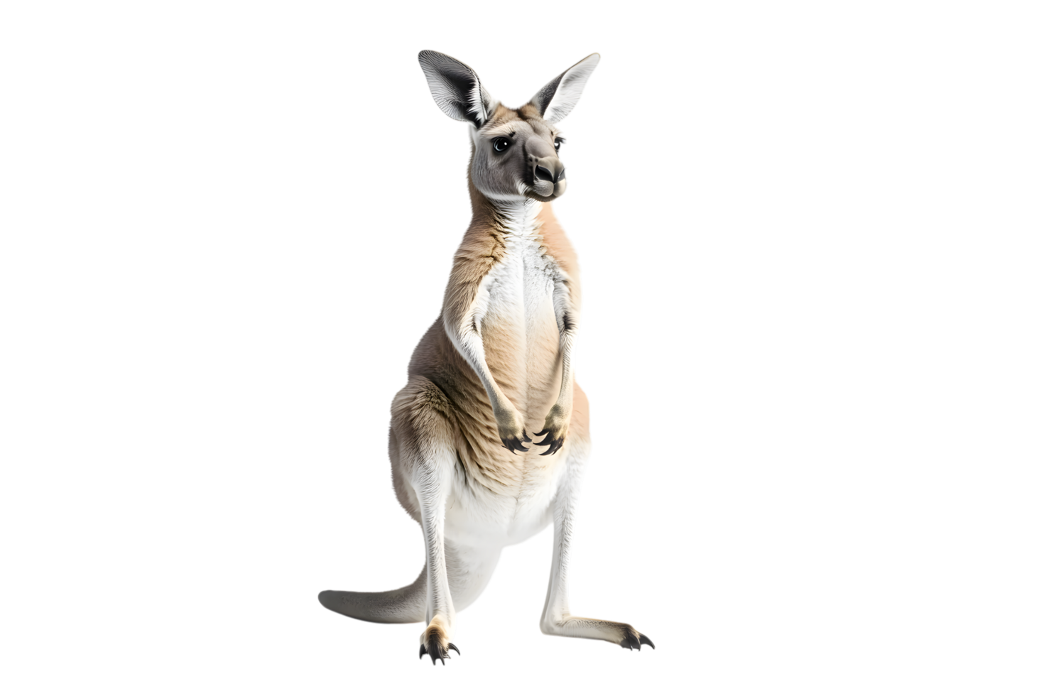 A kangaroo standing on its hind legs against a black background png