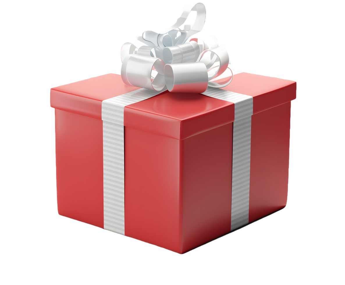 A red gift box with a white ribbon png