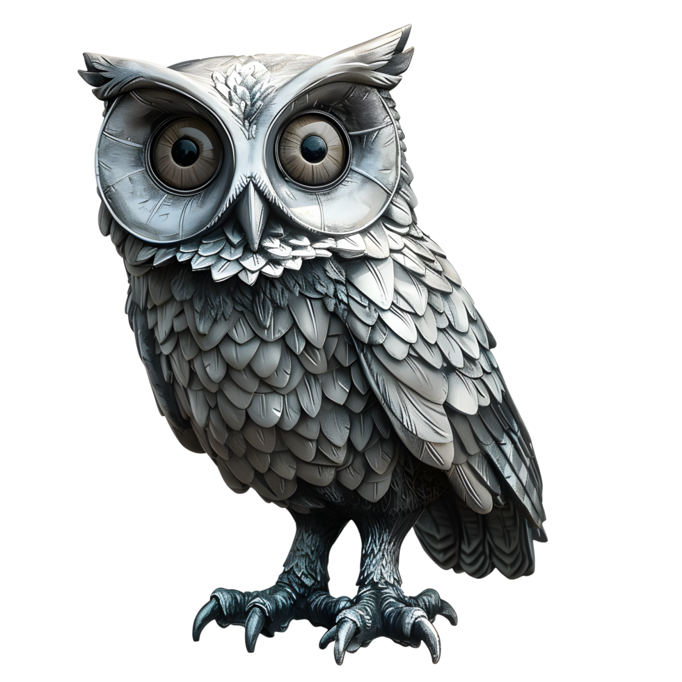 An owl statue is shown on a black background png