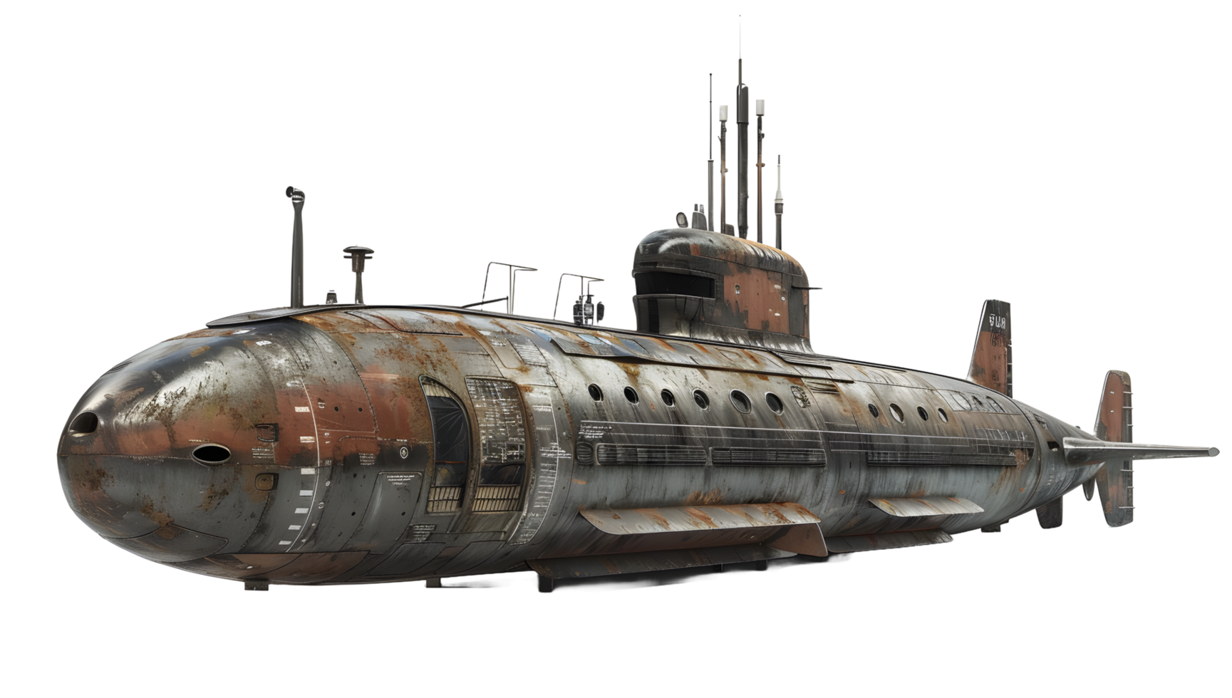 A rusted submarine is shown in this image png