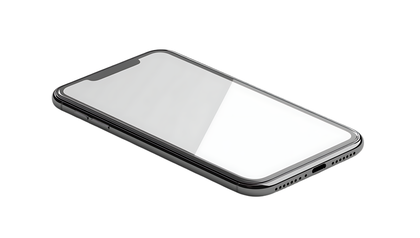 An iphone on a black background with a white screen png