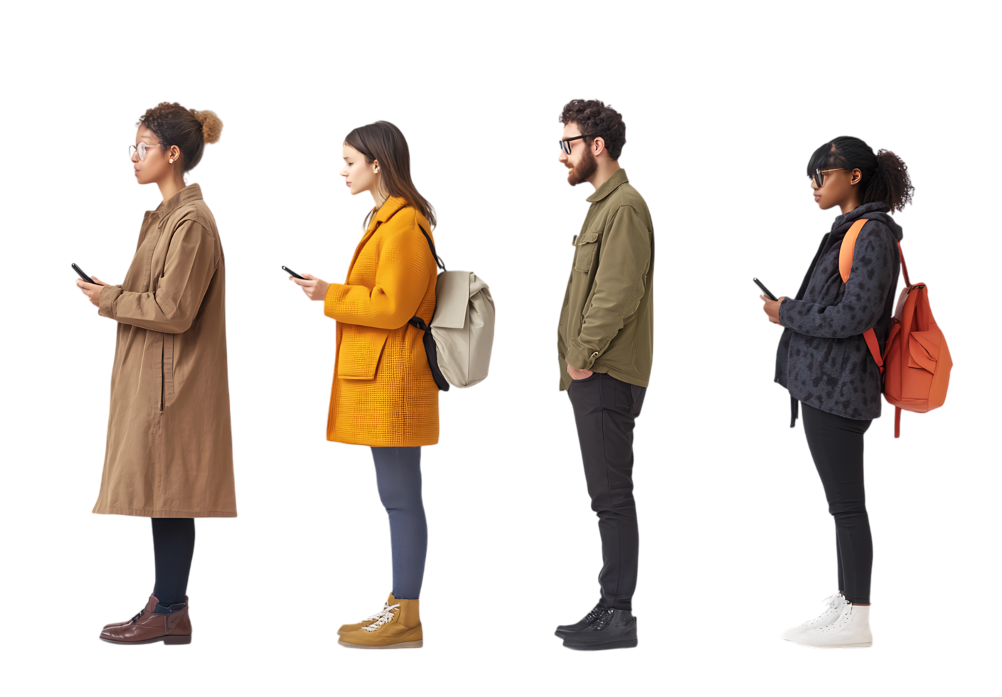 Four people in line png
