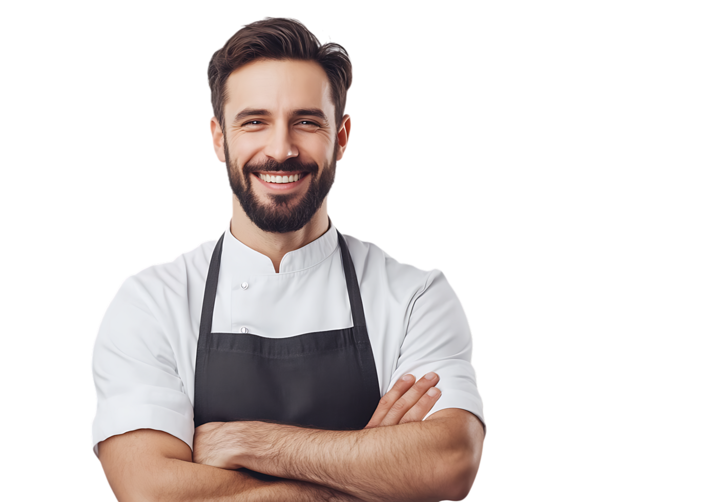 A man with a beard and apron is smiling png