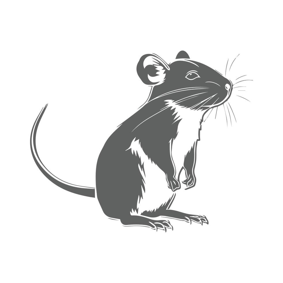 A black and white drawing of a mouse vector
