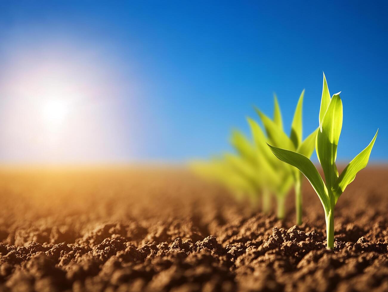 Green plants sprouting from the soil in a field photo