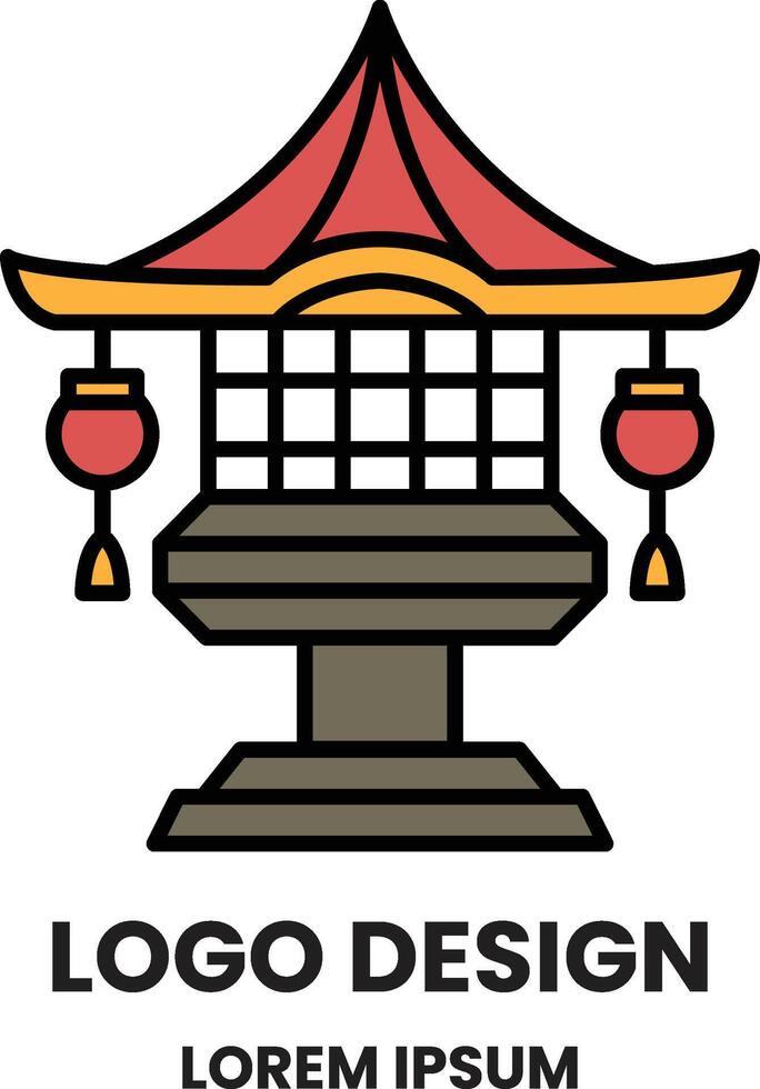 A red and yellow building with a red roof vector