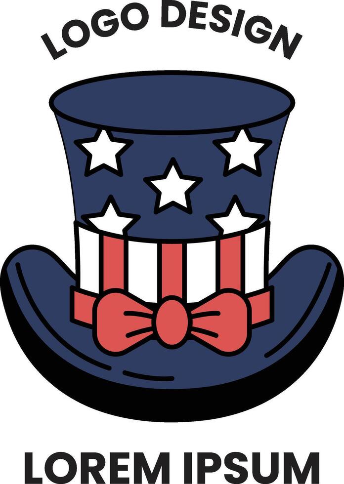 A patriotic hat with a red, white and blue bow vector