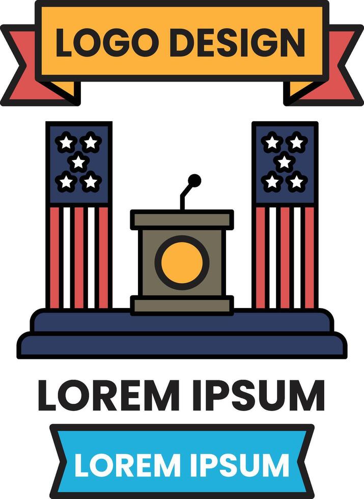 Illustration of logo design in the concept of a politician's podium. vector
