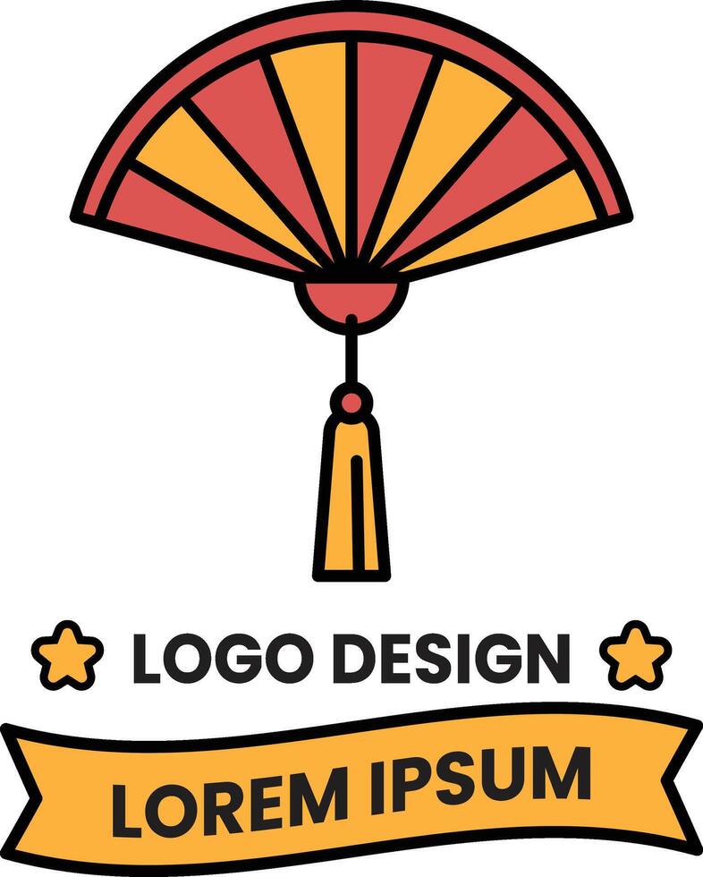 A red and yellow fan with a white background vector