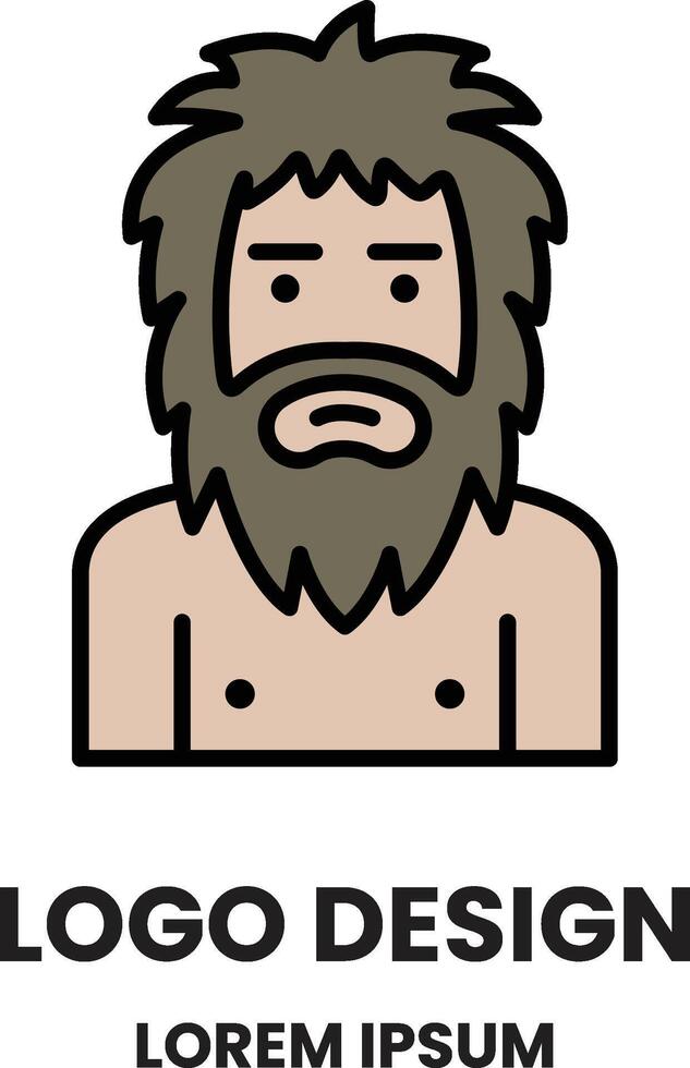 A man with a beard and a beard is shown in a cartoon style vector