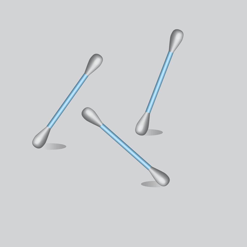 Cotton buds.Personal hygiene product for cleaning adult ears. The artwork represents personal care, hygiene, and grooming, emphasizing cleanliness and precision. vector