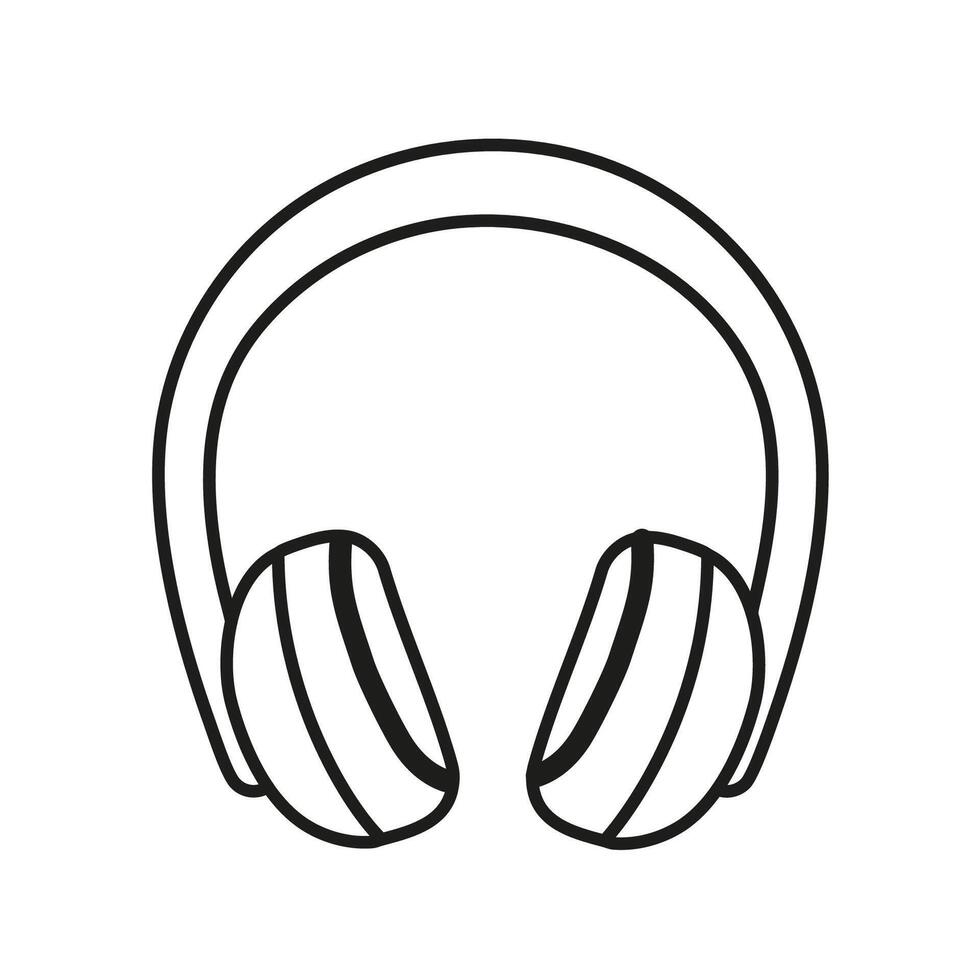 Isolated on white background outline headphones hand drawn vector