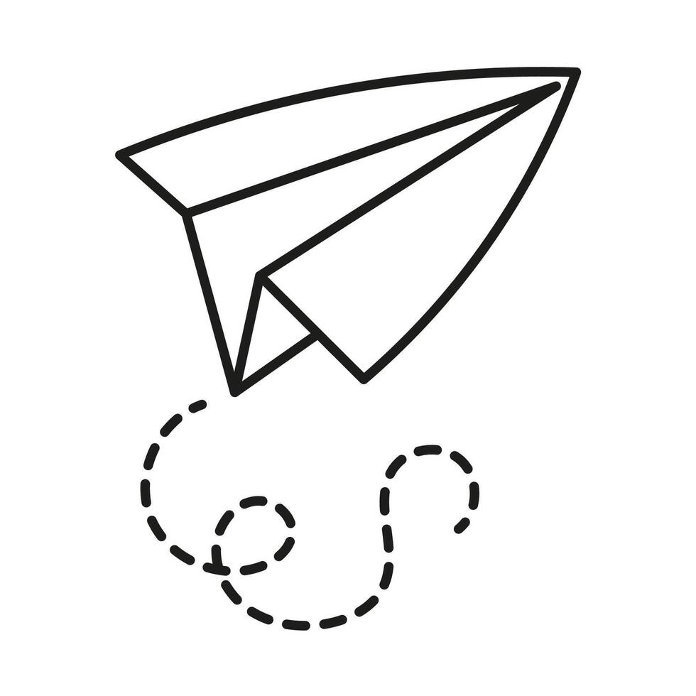 Hand drawn outline paper airplane isolated on white background vector