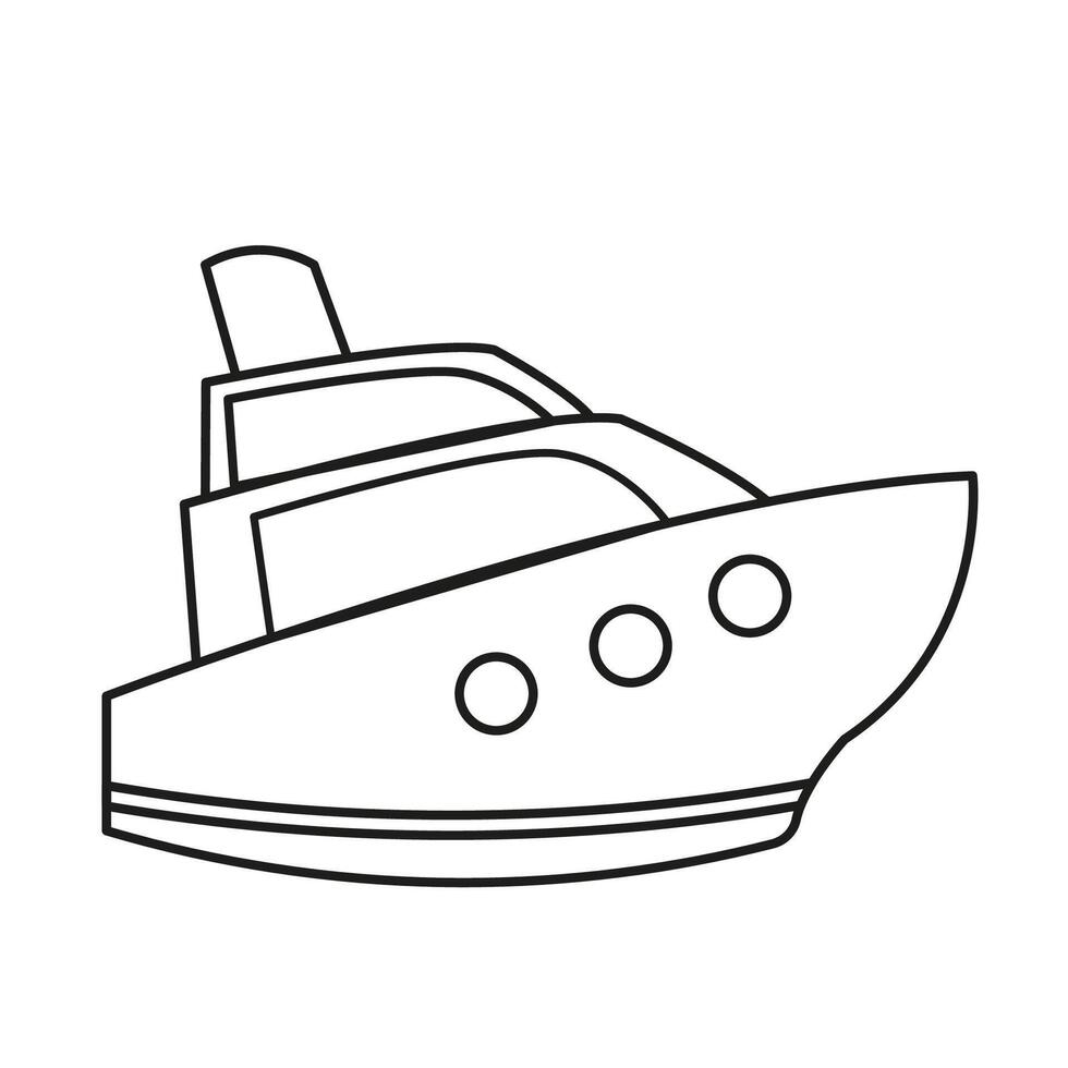 Hand drawn outline cruise ship isolated on white background vector
