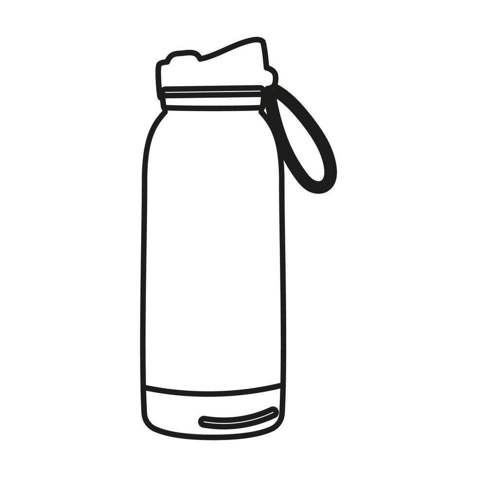 Hand drawn outline water bottle isolated on white background vector