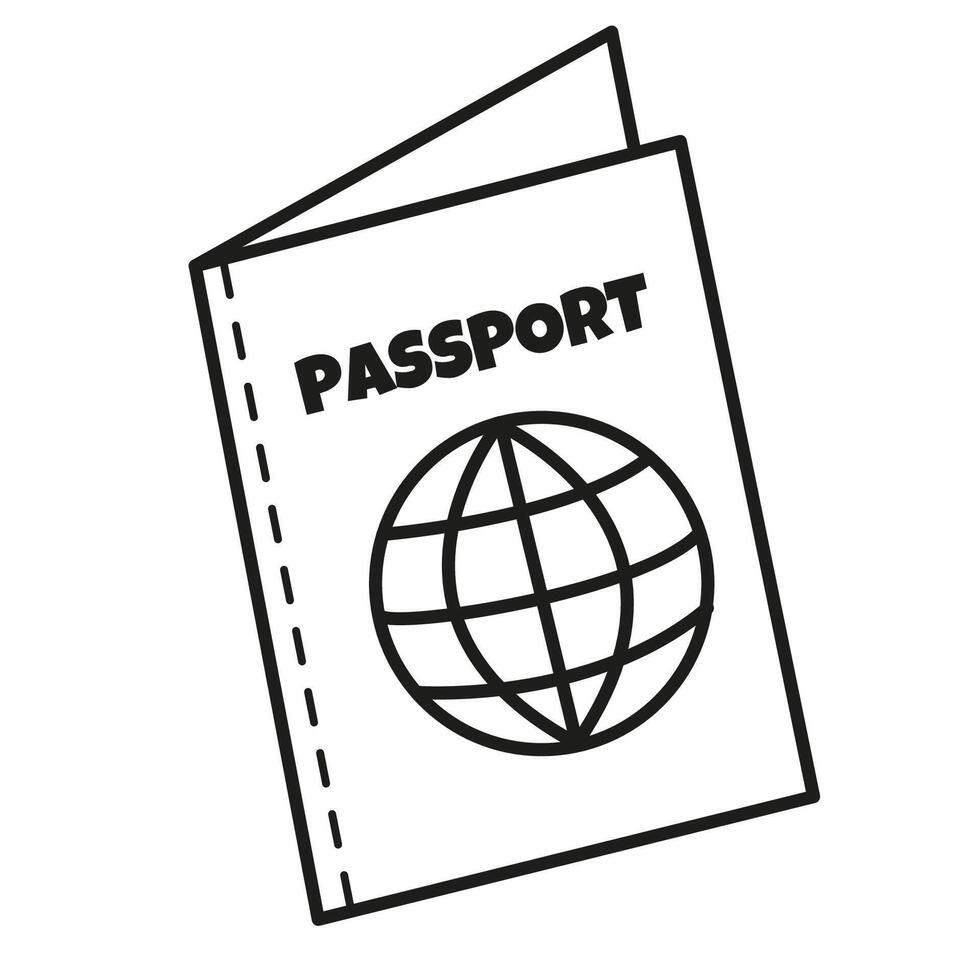 International passport outline isolated on white background vector