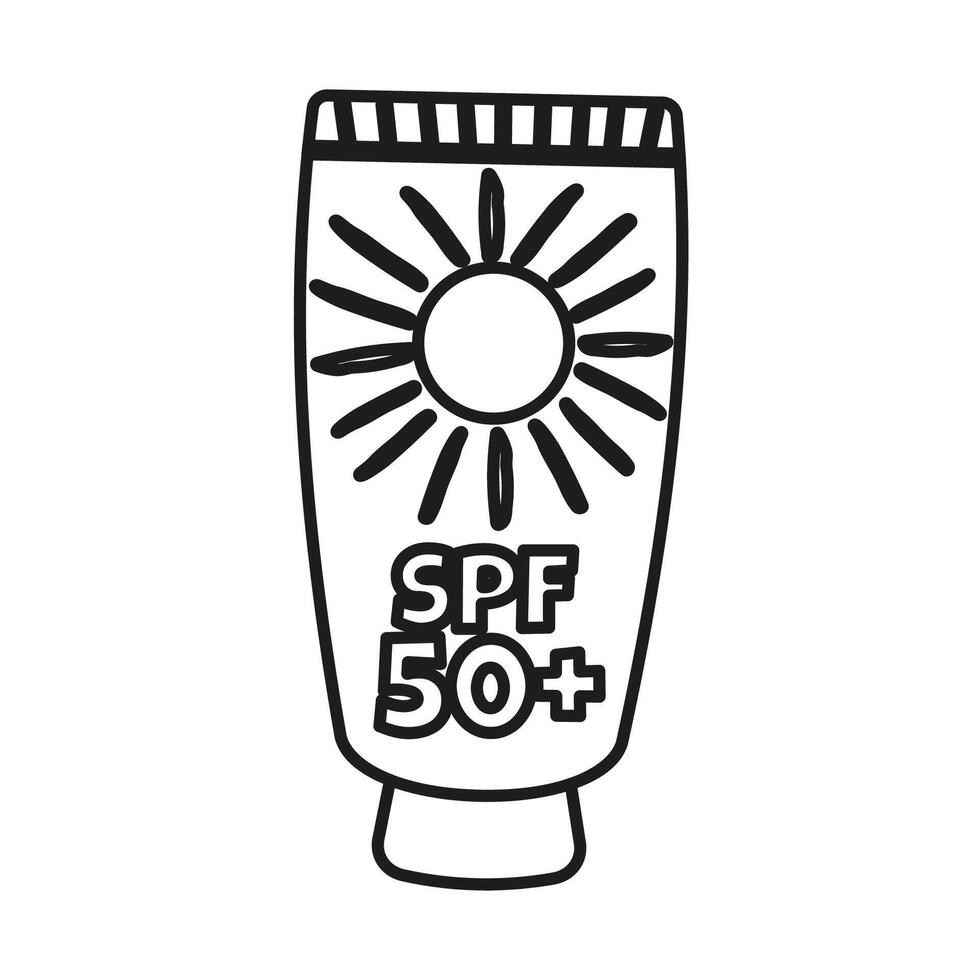 Hand drawn outline sunscreen isolated on white background vector