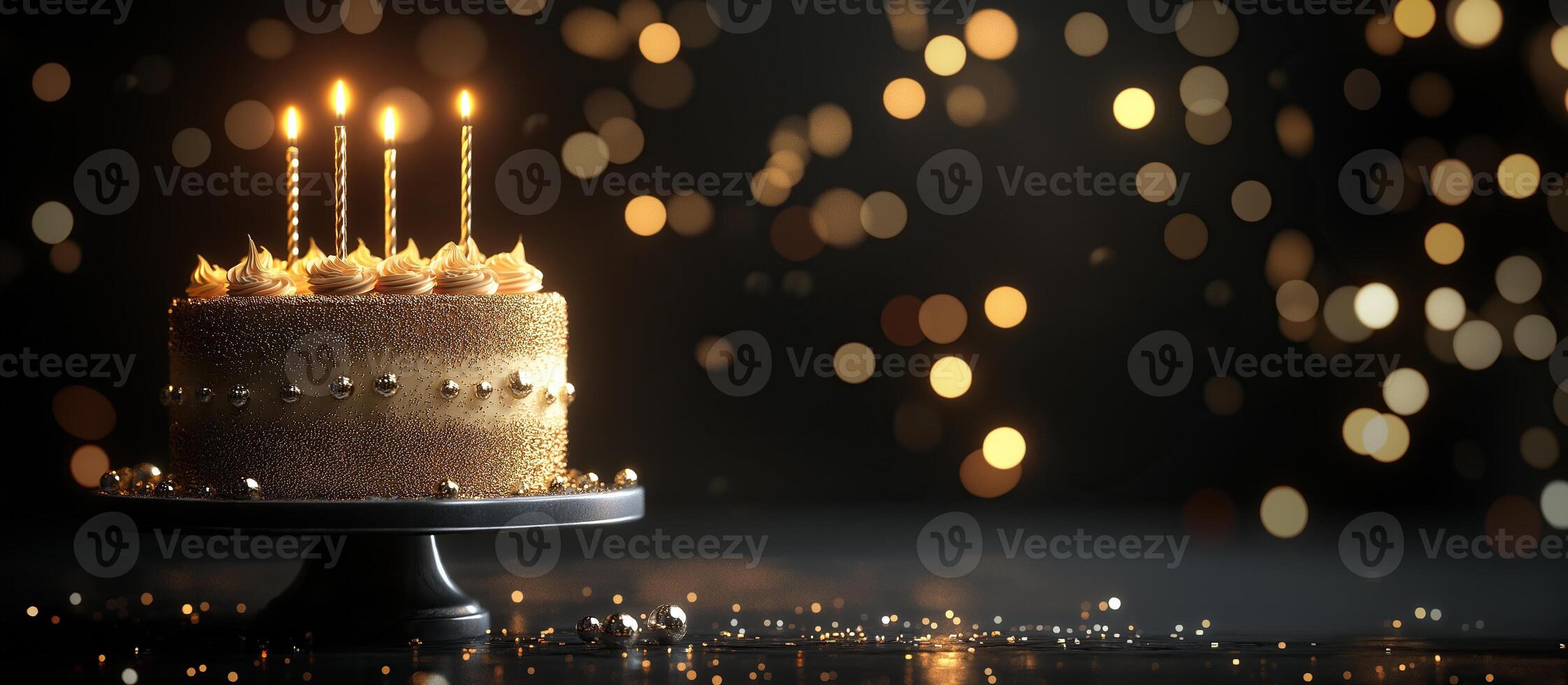 Birthday Cake with Candle and Blank Space for Personalization or Message photo