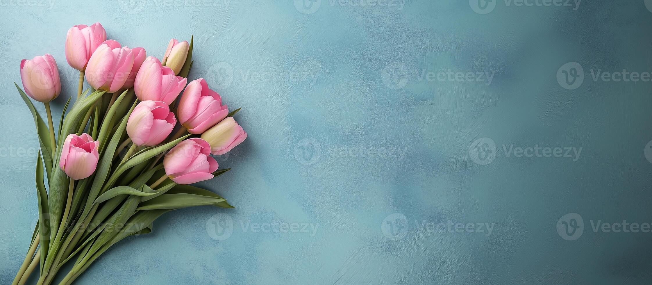 Pink Tulips on Soft Background with Copy Space , Perfect for Floral Designs and Greetings , Mother's Day , Valentine's Day photo