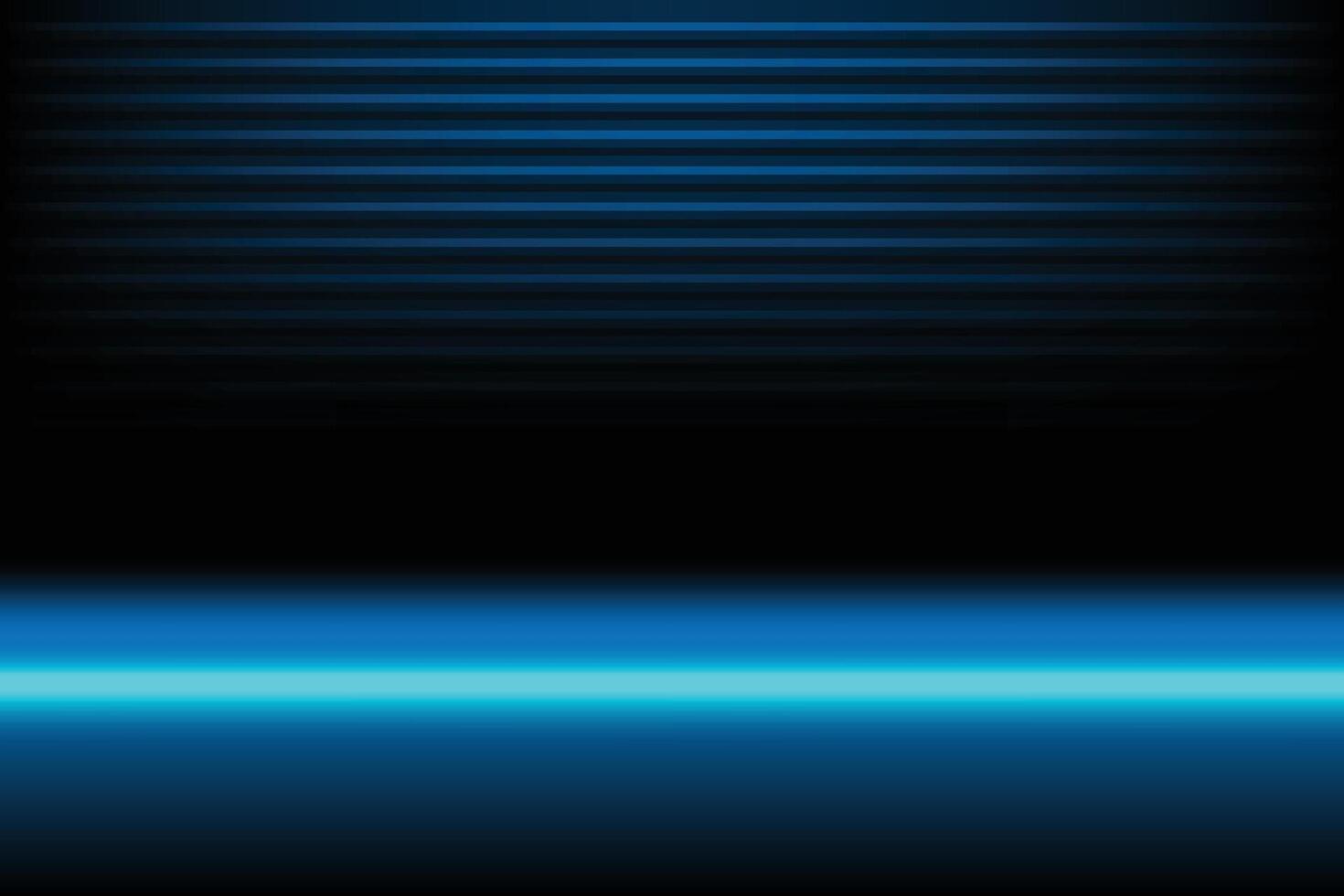 horizontal laser line neon blue lighting on black color background, light lines of movement and speed in neon vector