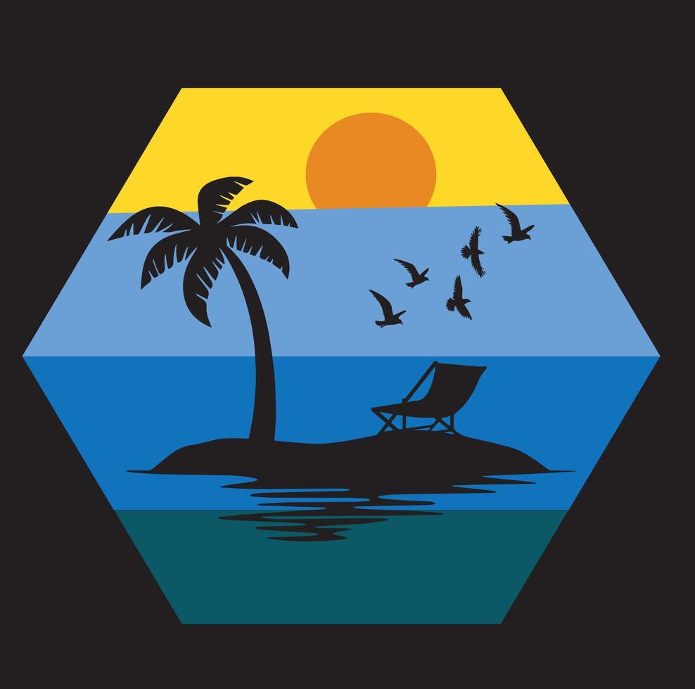Natural Beach T-shirt Design vector