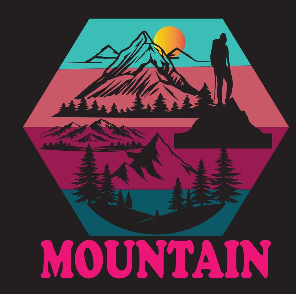 Mountain T-shirt Design vector
