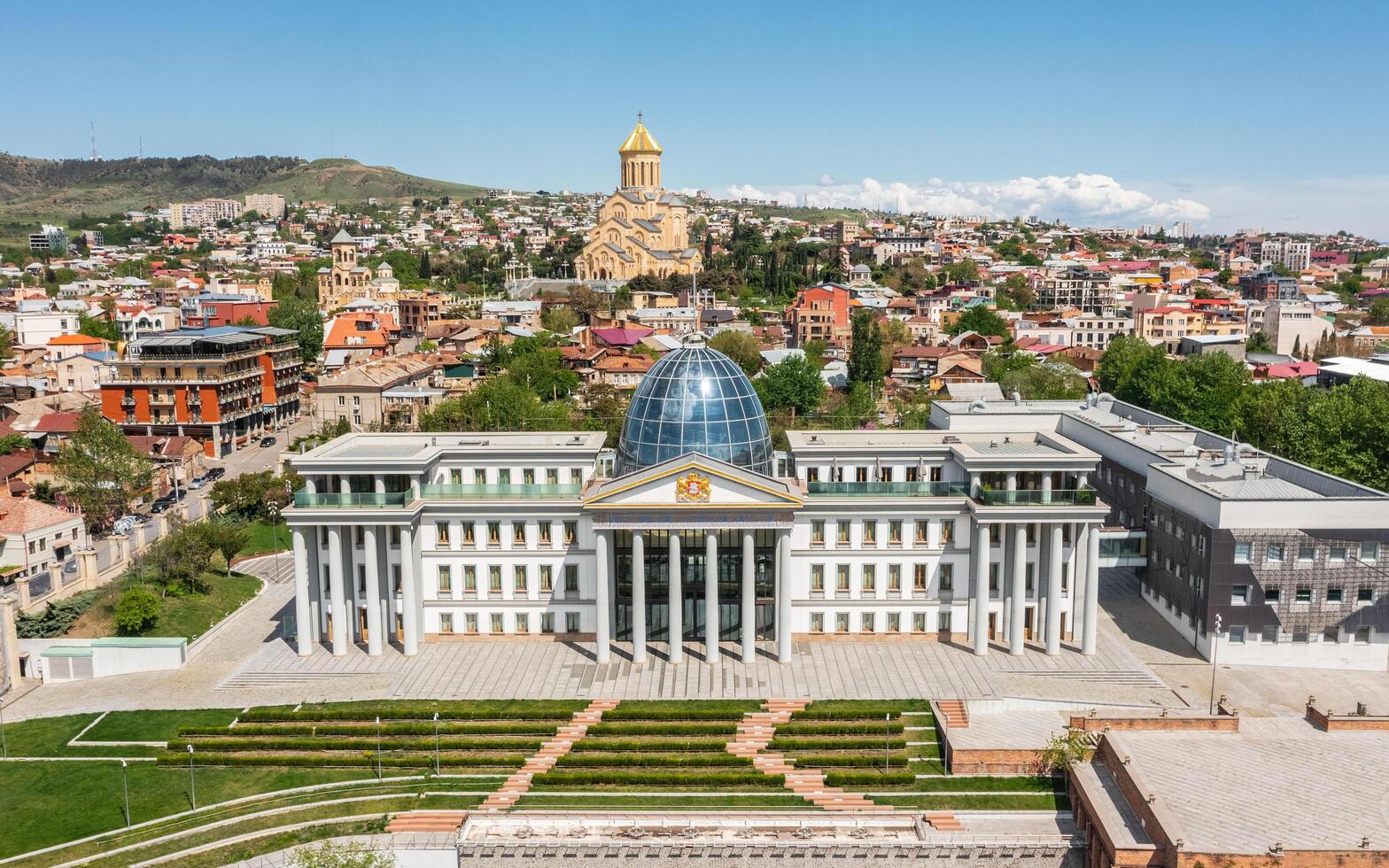Georgia, Tbilisi, April 22, 2023 - State Palace of Ceremonies. It is former presidential residence built in 2009 in neoclassical style. photo
