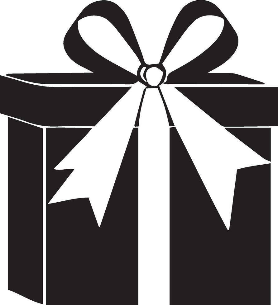 Black and white gift box with bow illustration vector