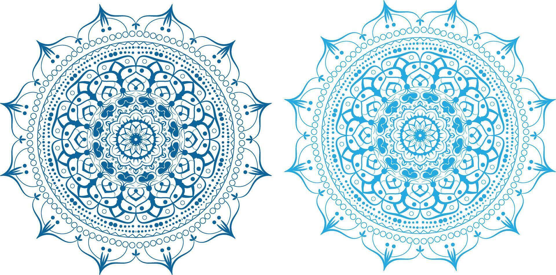 Two circular designs with blue and white designs vector