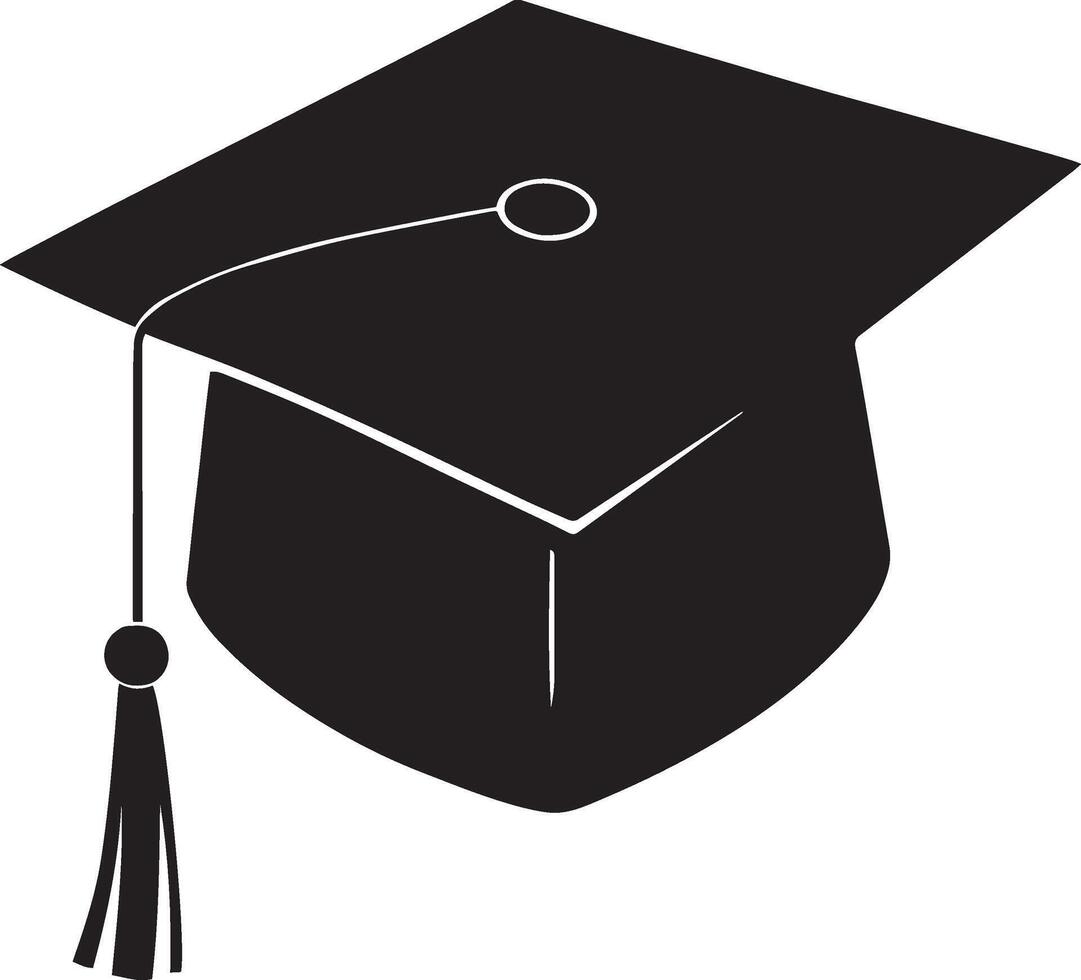 A black graduation cap with a tassel vector