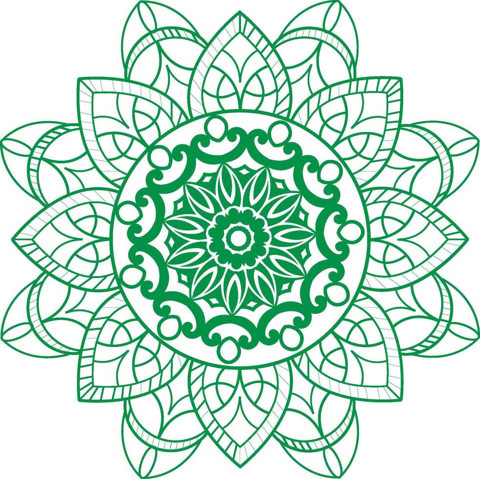 A green and white mandal design vector