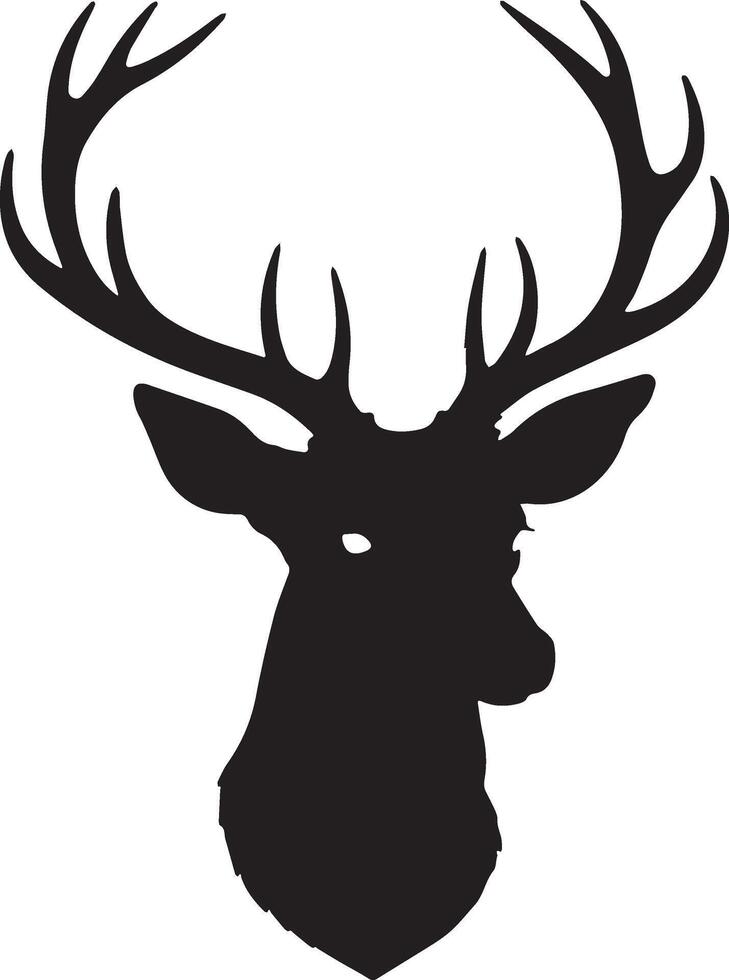 Deer head black silhouette stag illustration on white background 3 vector