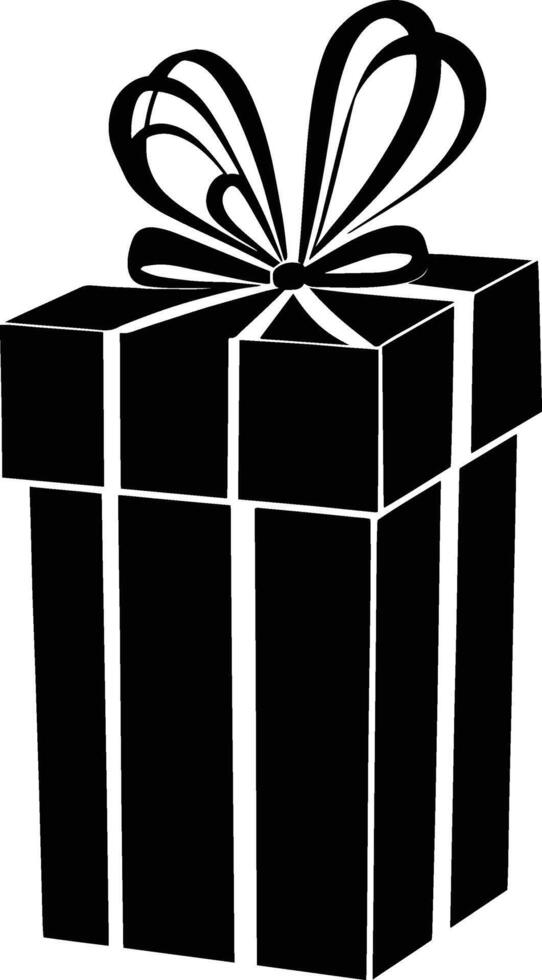 A black and white gift box with a bow vector