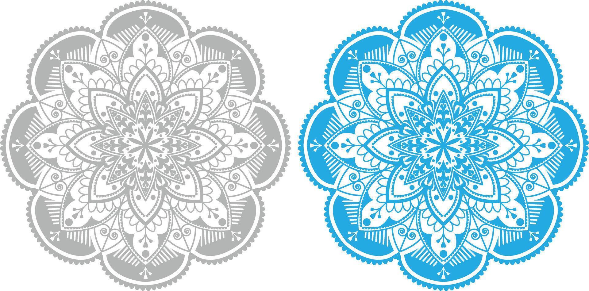 Two blue and white mandalas vector