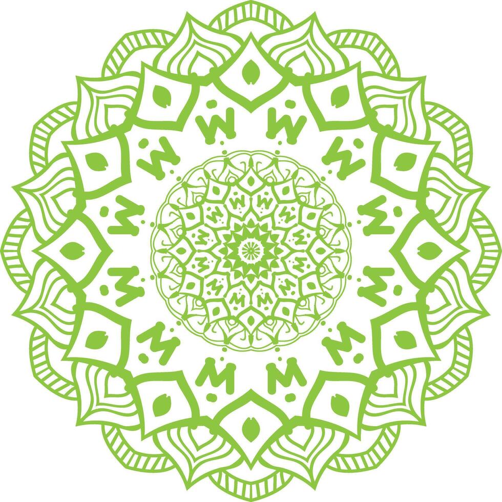 A green circular design with a floral pattern vector