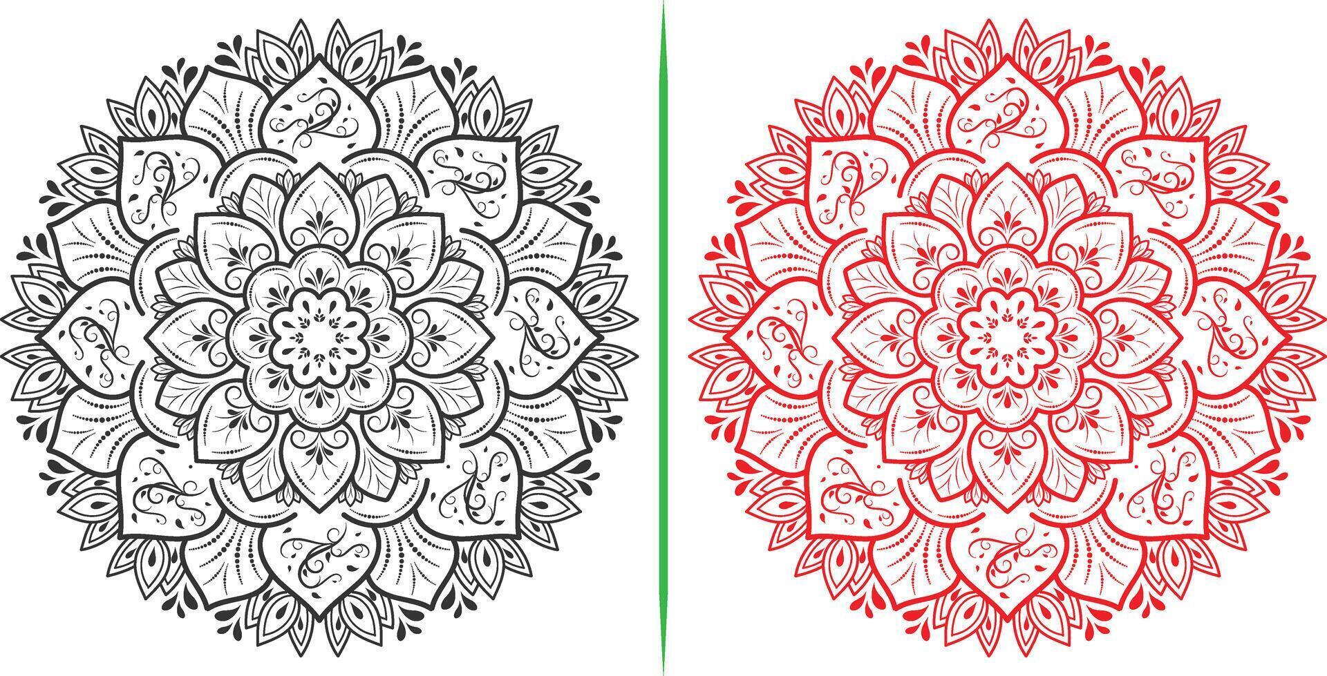 Two different coloring pages with the same design vector