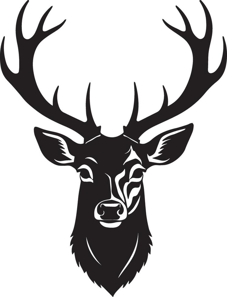 A black and white deer head with horns vector