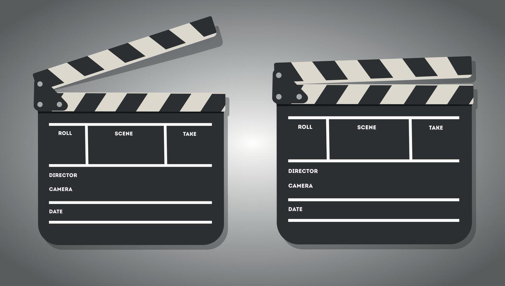Classic Movie Clapperboards. Cinema Filmmaking Tools in Black and White vector