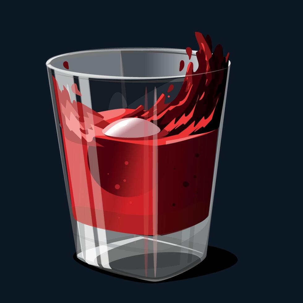 Red Drink Splash in Glass. Refreshing Beverage with Liquid Motion vector