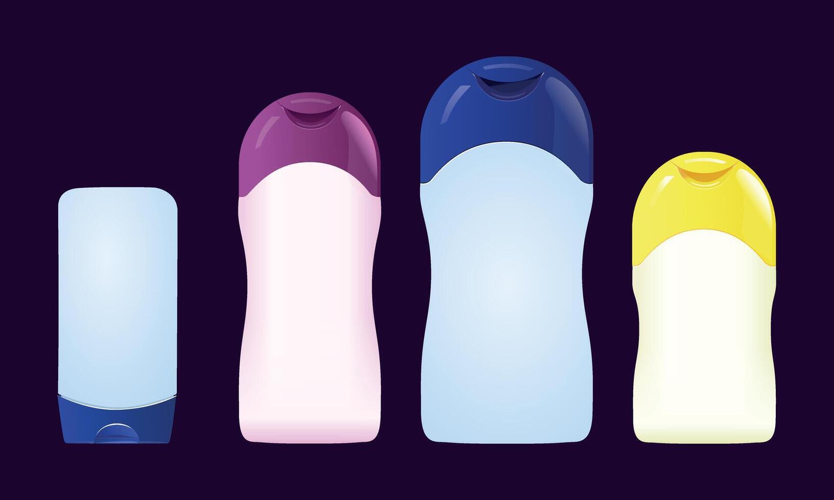 Colorful Plastic Bottle Collection. Modern Skincare and Hygiene Packaging in a Vibrant Design vector