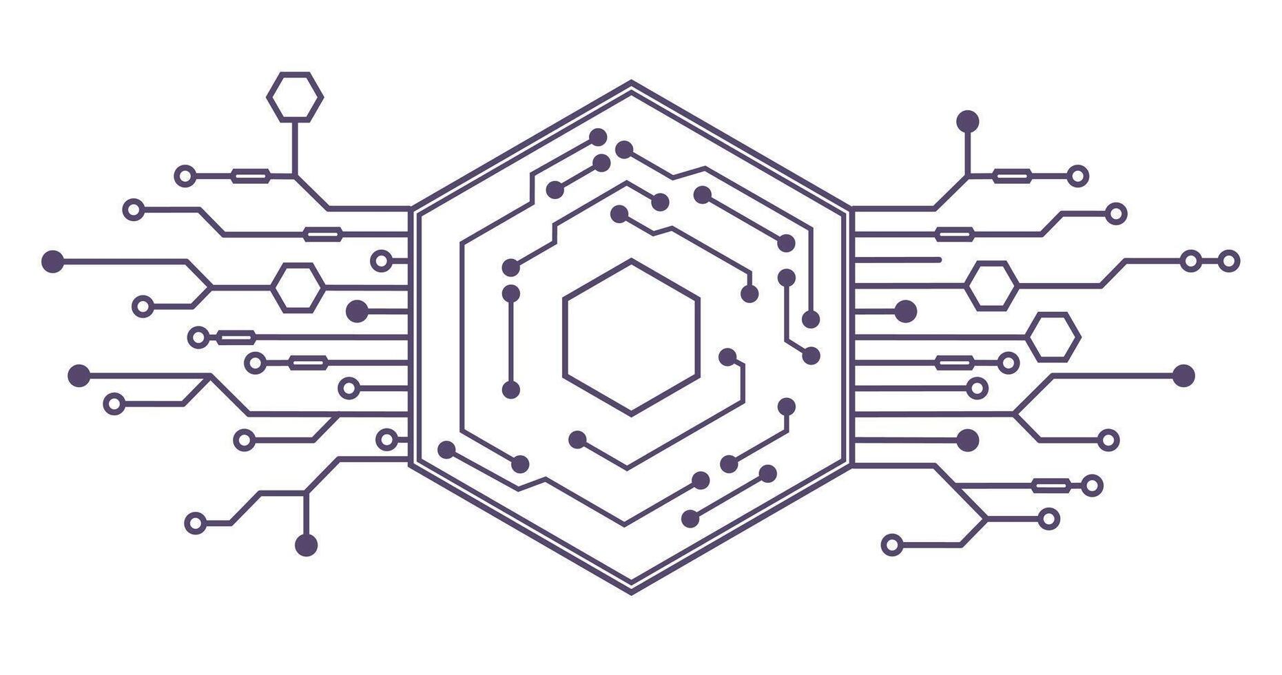 Cybernetic Chipset Pattern. Digital Circuit Schematic Representing AI and Cyber Networks vector