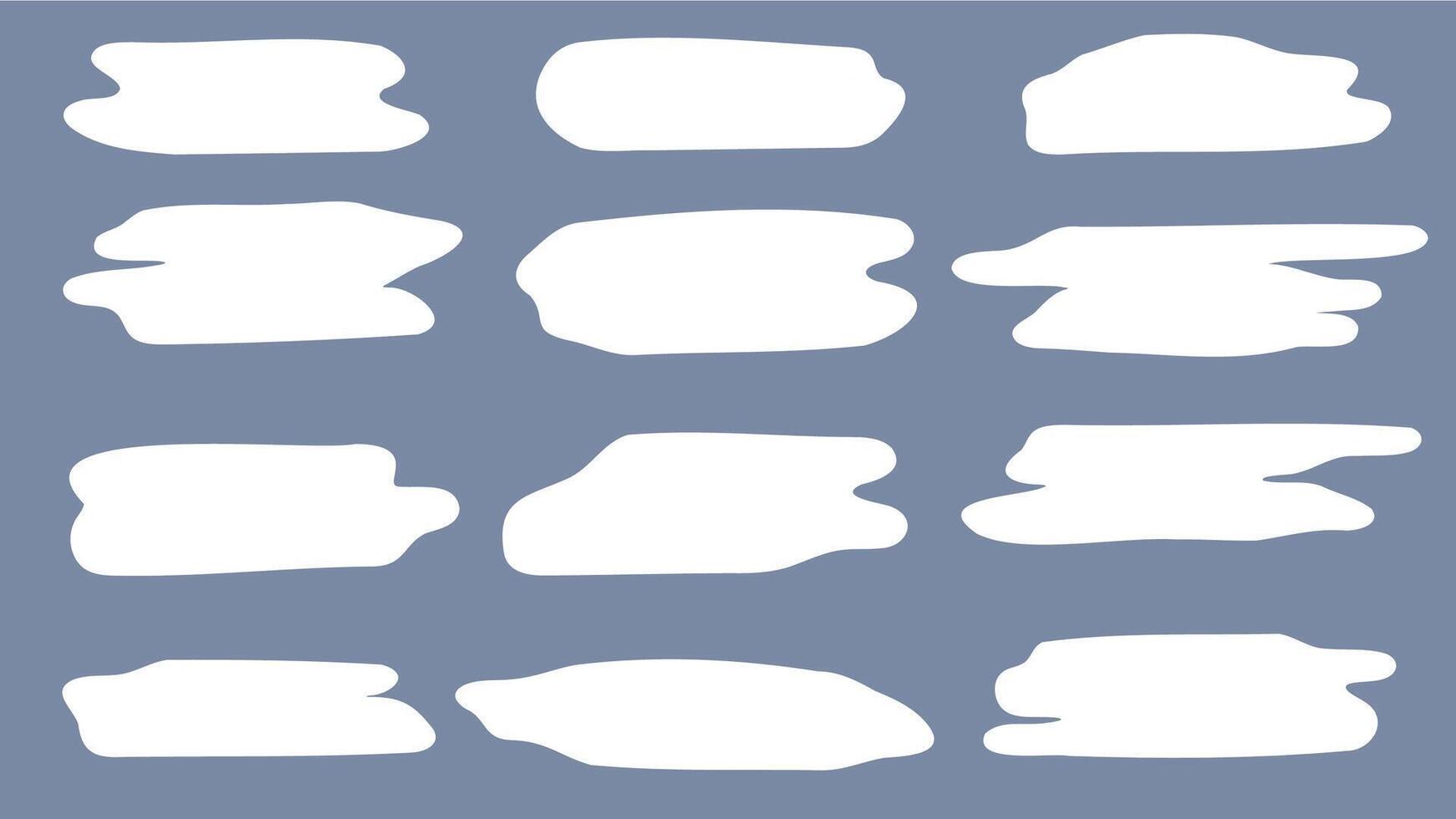 Set of irregular white hand-drawn text boxes on a muted blue background, ideal for note-taking, labels, or graphic design. vector