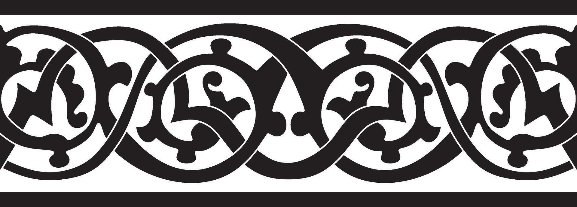 monochrome seamless oriental national ornament. Endless ethnic border, arab frame vector